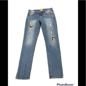 Democracy jeans size 2‎ Flex-ellent. Black and Gold Beaded